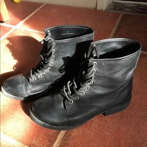 Black leather boots